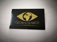 Персонализированные визитные карточки металла золота с черным печатанием шелковой ширмы цвета